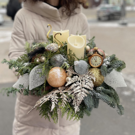 Композиция ХРУСТАЛЬНАЯ ПОЛНОЧЬ, эл.свечи